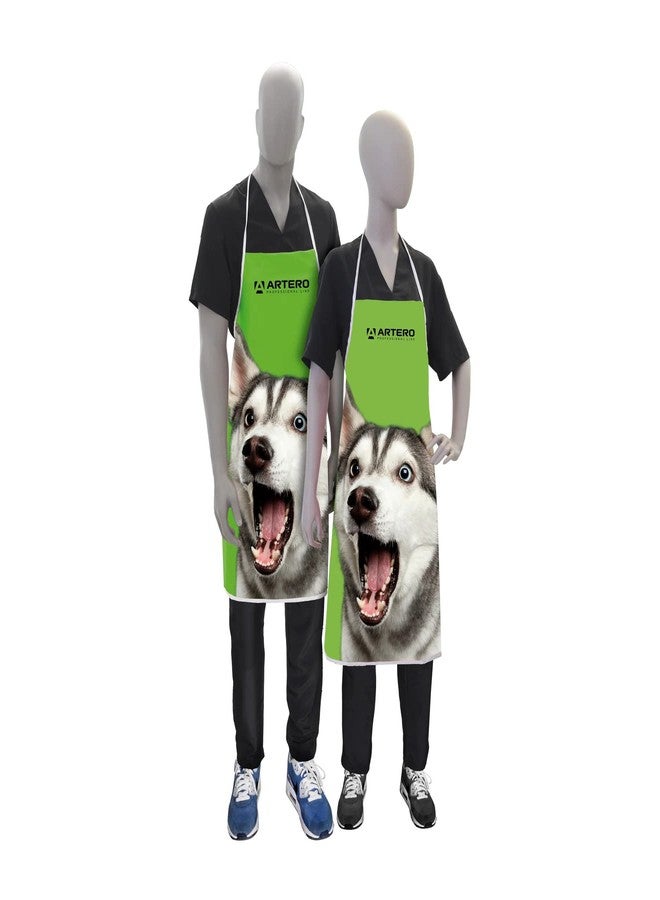 Artero Pet Grooming Apron Comfortable Wear with an Adjustable Neck Strap Specifically Made with Keeping Groomers & Bathers in Mind Helps You Keep Clean & Dry While Grooming Dogs - Green